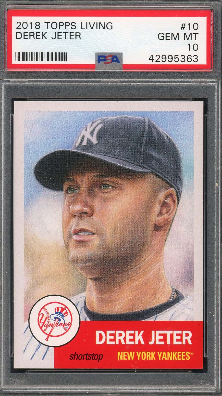 Derek Jeter 2018 Topps Living Baseball Card #10 Graded PSA 10 GEM MINT-Powers Sports Memorabilia