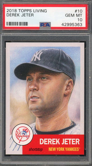 Derek Jeter 2018 Topps Living Baseball Card #10 Graded PSA 10 GEM MINT-Powers Sports Memorabilia