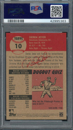 Derek Jeter 2018 Topps Living Baseball Card #10 Graded PSA 10 GEM MINT-Powers Sports Memorabilia