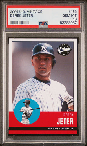 Derek Jeter 2001 Upper Deck Vintage Baseball Card #153 Graded PSA 10-Powers Sports Memorabilia