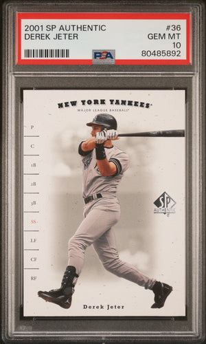 Derek Jeter 2001 Upper Deck SP Authentic Baseball Card #36 Graded PSA 10-Powers Sports Memorabilia