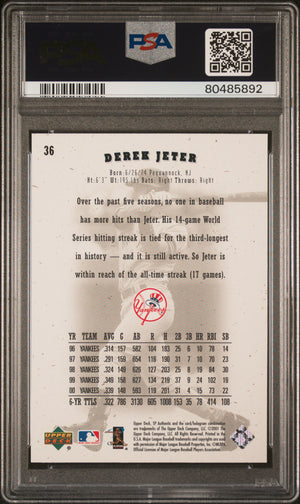 Derek Jeter 2001 Upper Deck SP Authentic Baseball Card #36 Graded PSA 10-Powers Sports Memorabilia