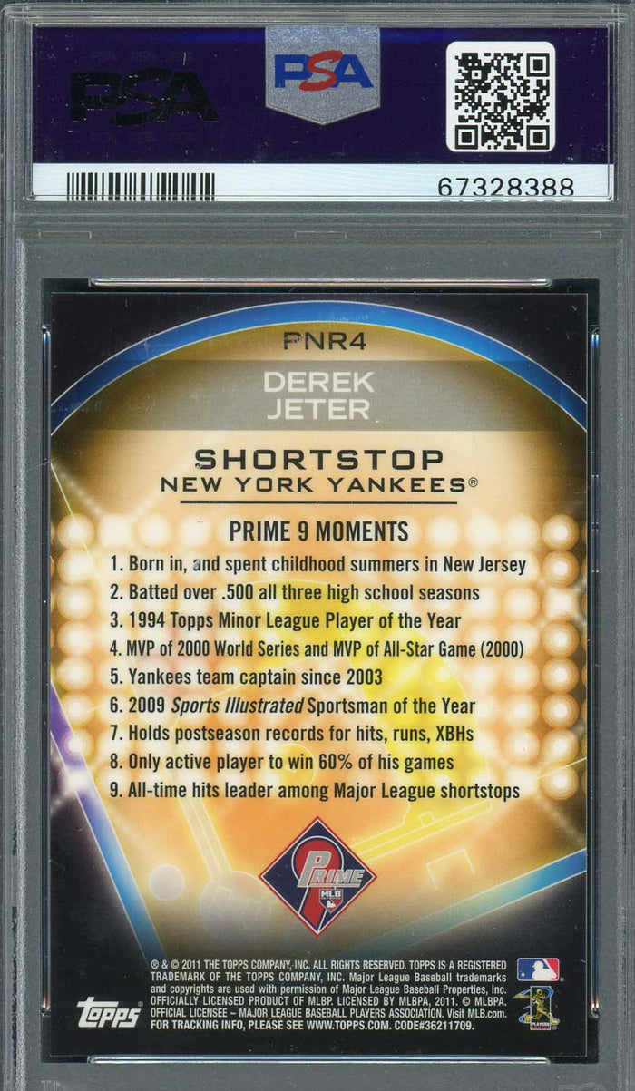Derek Jeter 2011 Topps Prime 9 Baseball Card #PNR4 Graded PSA 10-Powers Sports Memorabilia