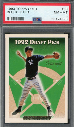 Derek Jeter 1993 Topps Gold Baseball Rookie Card RC #98 Graded PSA 8-Powers Sports Memorabilia