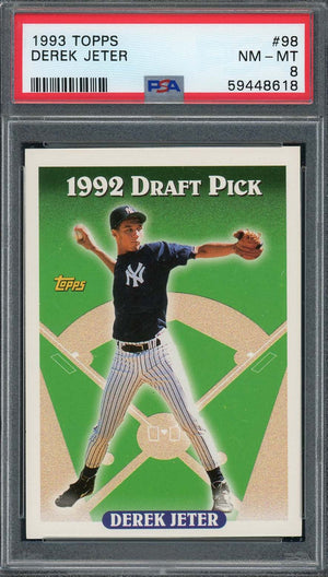 Derek Jeter 1993 Topps Baseball Rookie Card RC #98 Graded PSA 8-Powers Sports Memorabilia