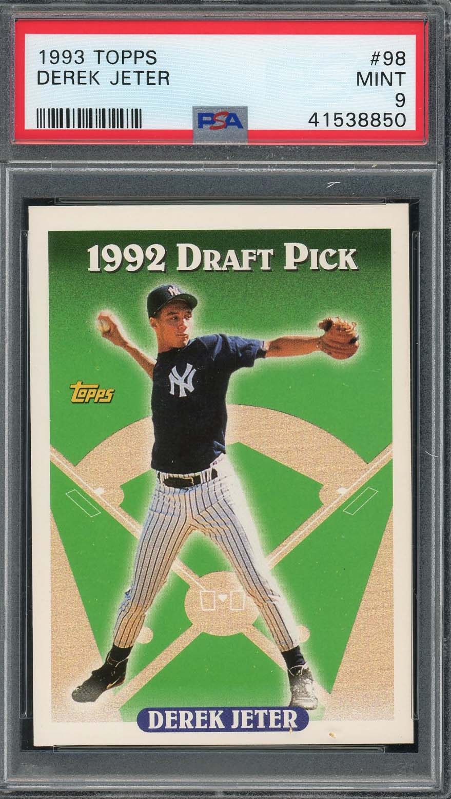 Derek Jeter 1993 Topps Baseball Rookie Card RC #98 Graded PSA 9-Powers Sports Memorabilia