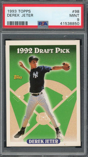 Derek Jeter 1993 Topps Baseball Rookie Card RC #98 Graded PSA 9-Powers Sports Memorabilia