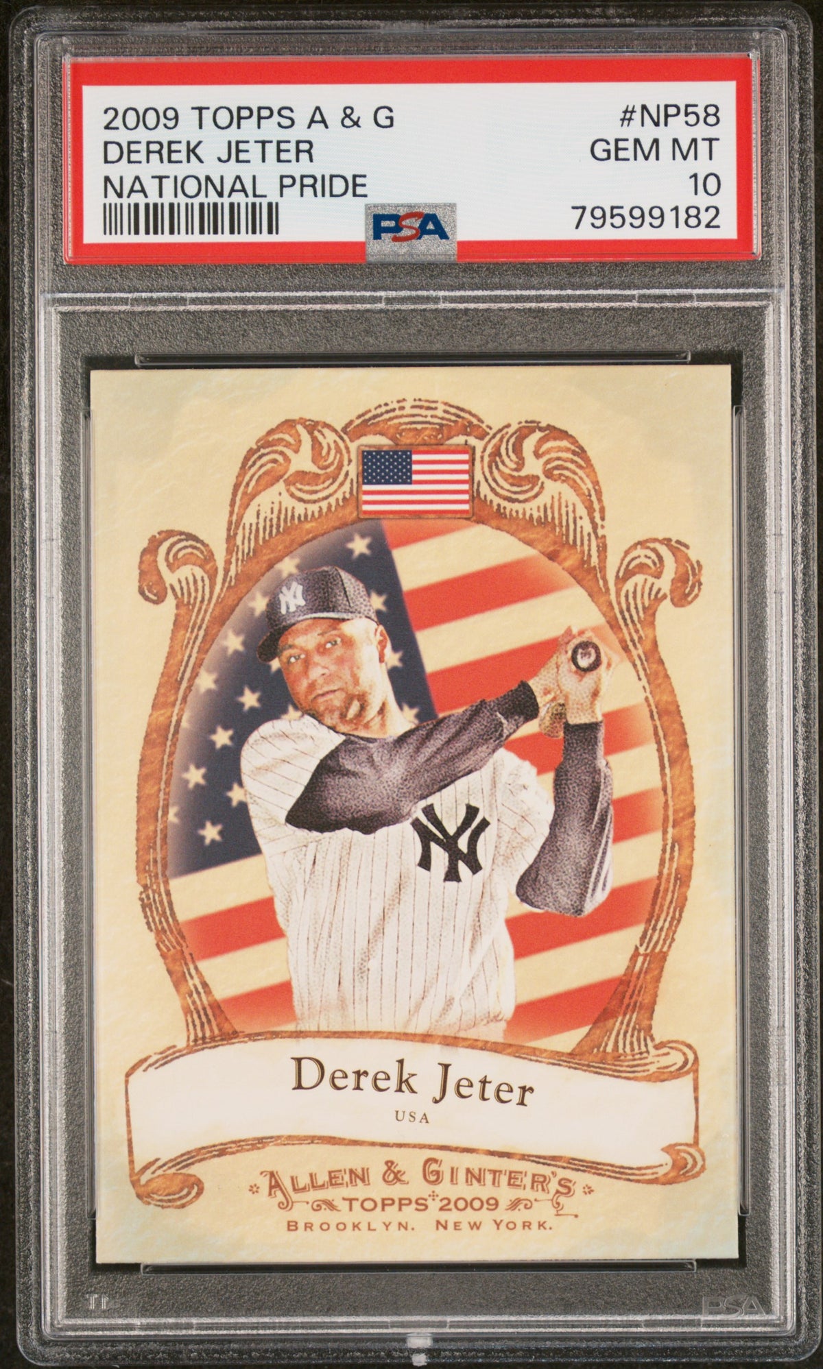 Derek Jeter 2009 Topps Allen &amp; Ginter National Pride Card #NP58 Graded PSA 10-Powers Sports Memorabilia