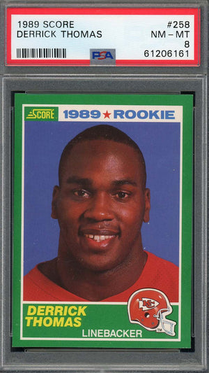 Derrick Thomas 1989 Score Football Rookie Card RC #258 Graded PSA 8-Powers Sports Memorabilia