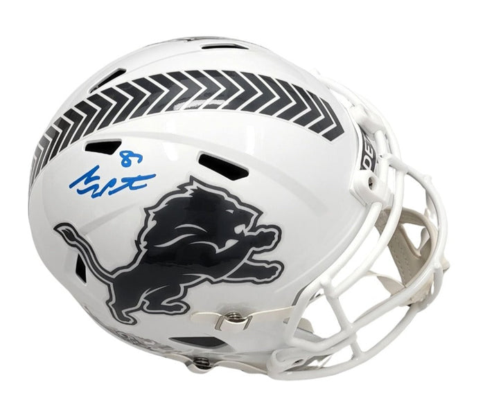 Detroit Lions Signed 2024 Salute to Service Full Size Helmet - Sam LaPorta Signed | - Beckett-Powers Sports Memorabilia