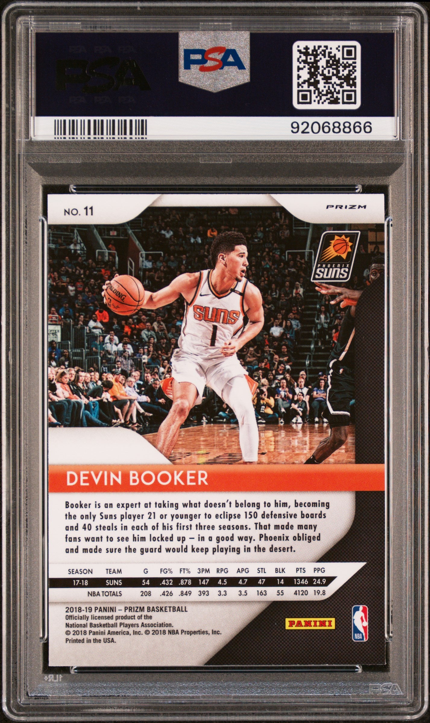 Devin Booker 2018 Panini Silver Prizm Basketball Card #11 Graded PSA 10-Powers Sports Memorabilia