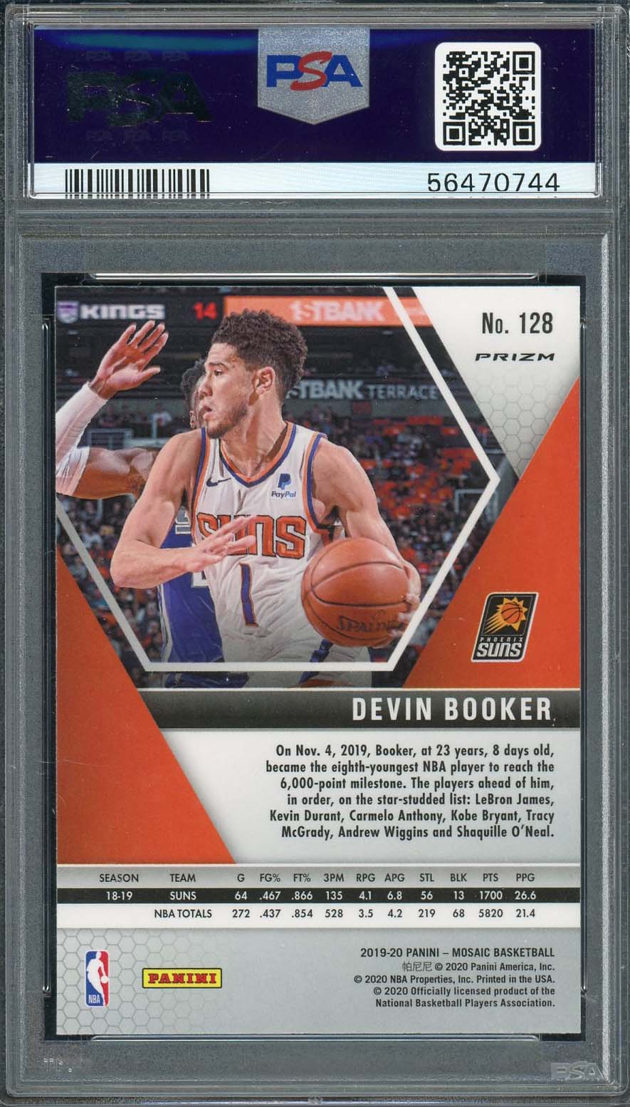 Devin Booker 2019 Panini Mosaic Silver Prizm Basketball Card #128 Graded PSA 10-Powers Sports Memorabilia