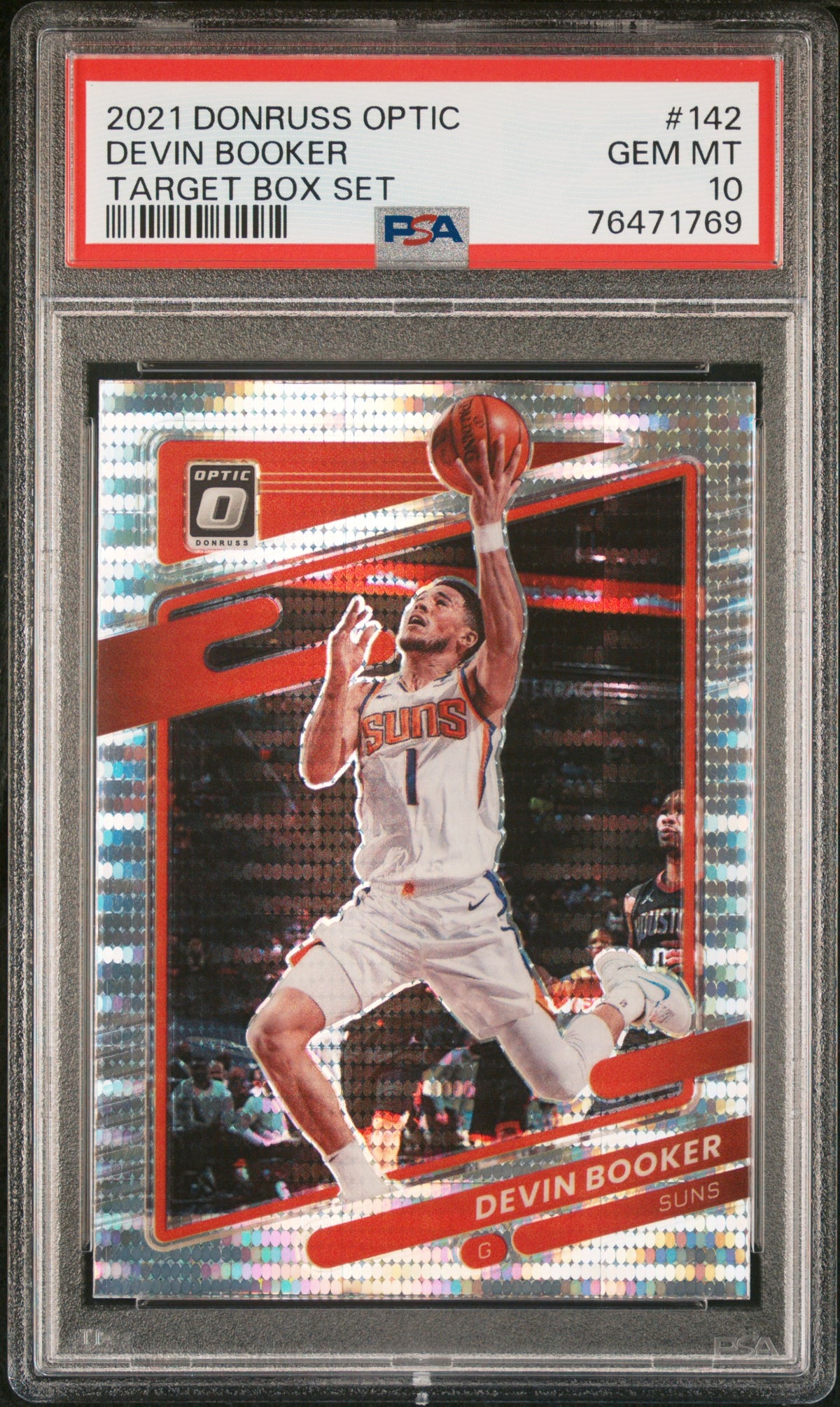 Devin Booker 2021 Panini Donruss Optic Target Box Set Card #142 Graded PSA 10-Powers Sports Memorabilia