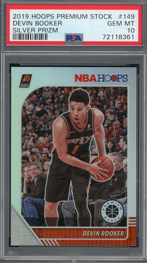 Devin Booker 2019 Panini Hoops Premium Stock Silver Prizm Card 149 Graded PSA 10-Powers Sports Memorabilia