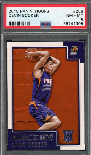 Devin Booker 2015 Panini Hoops Basketball Rookie Card #268 Graded PSA 8-Powers Sports Memorabilia
