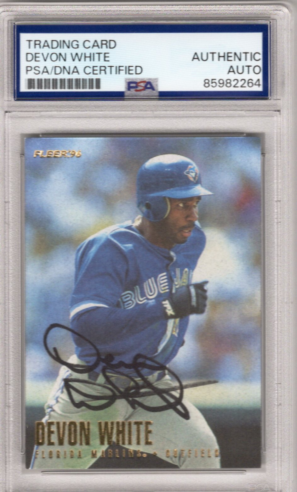 Devon White Signed Florida Marlins 1996 Fleer Trading Card PSA AUTHENTIC AUTO-Powers Sports Memorabilia
