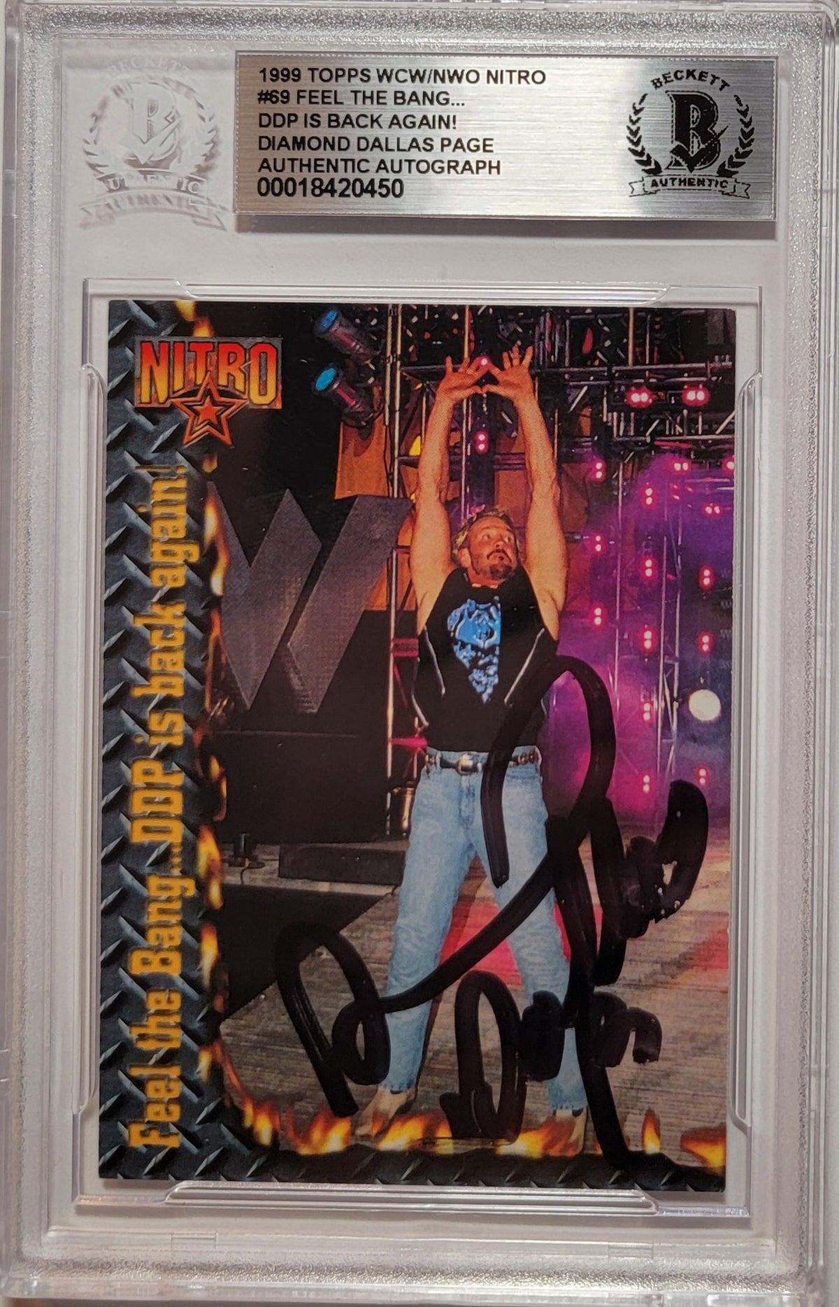 Diamond Dallas Page Signed 1999 Topps WCW Nitro Card #69 - Beckett-Powers Sports Memorabilia