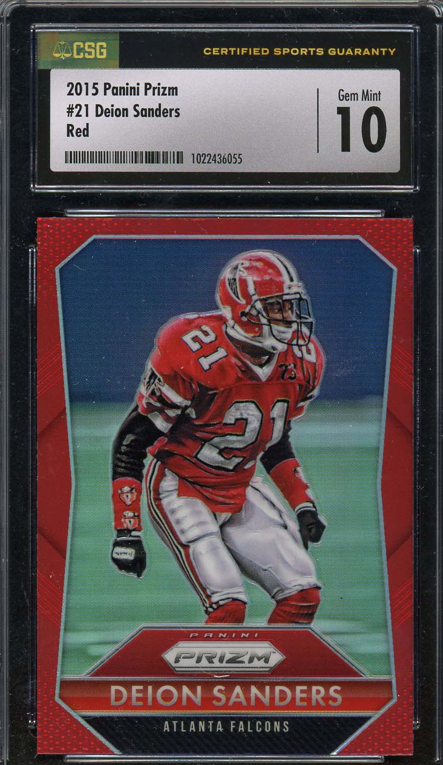 Deion Sanders 2015 Panini Prizm Red Football Card #21 Graded CSG 10-Powers Sports Memorabilia