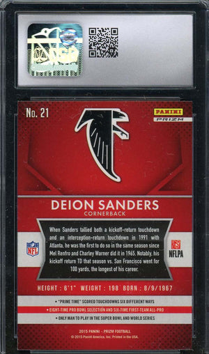 Deion Sanders 2015 Panini Prizm Red Football Card #21 Graded CSG 10-Powers Sports Memorabilia
