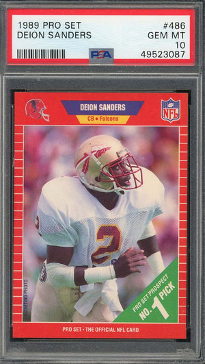 Deion Sanders 1989 Pro Set Football Rookie Card RC #486 Graded PSA 10-Powers Sports Memorabilia