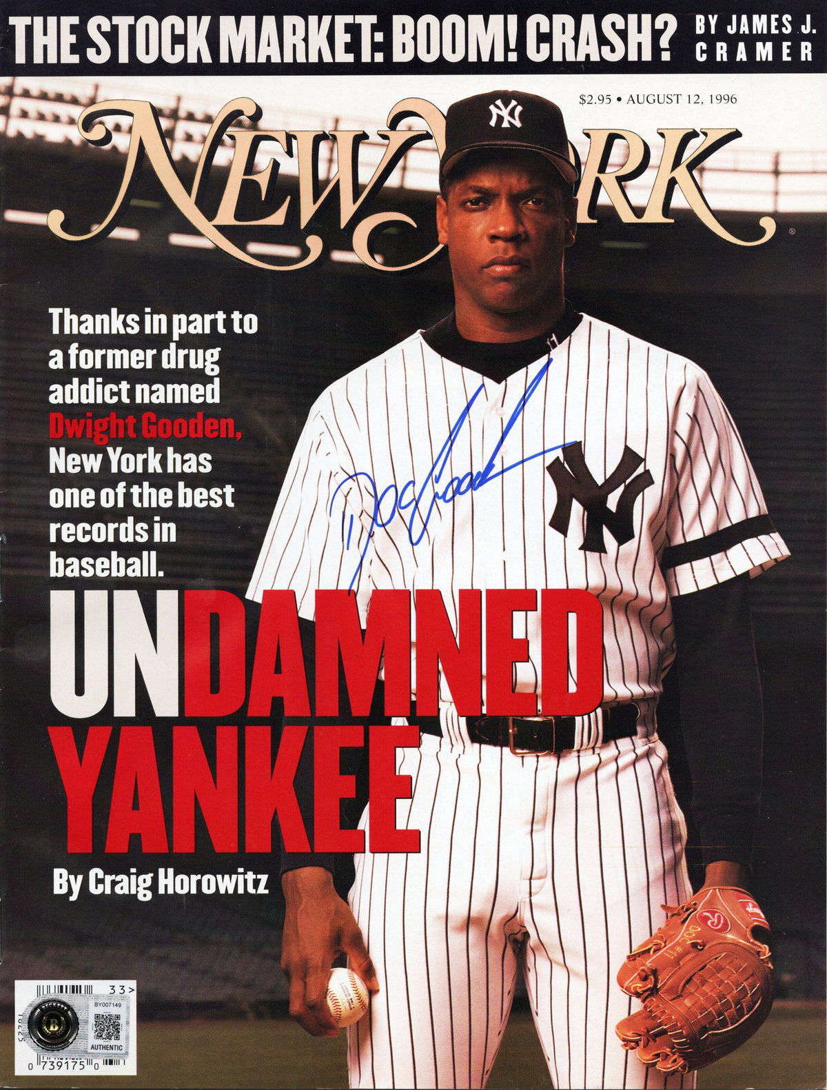Doc Gooden Signed New York Yankees New York Magazine 8/12/96 Beckett-Powers Sports Memorabilia