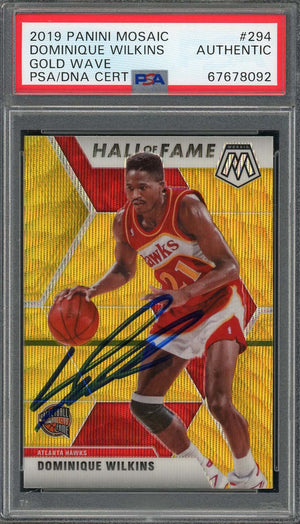 Dominique Wilkins 2019 Panini Mosaic Gold Wave Signed Card #294 Auto PSA-Powers Sports Memorabilia