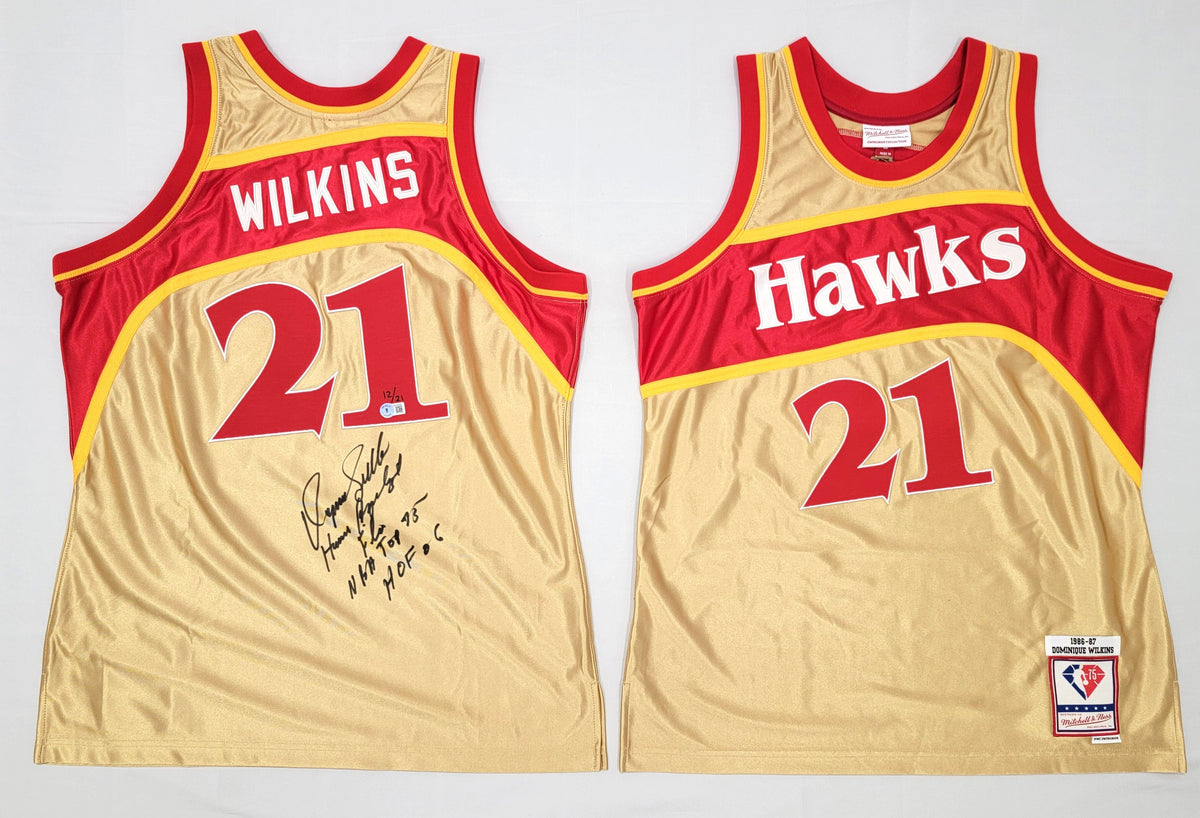 Dominique Wilkins Autographed Atlanta Hawks LTD ED 1986-87 Mitchell & Ness Swingman 75th Anniversary Jersey Beckett Witnessed-Powers Sports Memorabilia