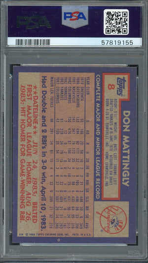 Don Mattingly 1984 Topps Baseball Rookie Card RC #8 Graded PSA 7-Powers Sports Memorabilia