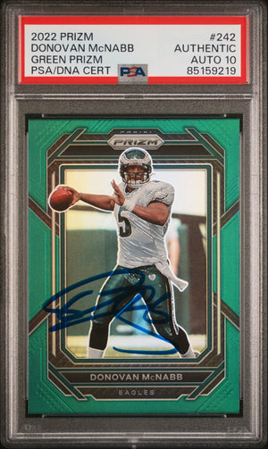 Donovan McNabb 2022 Panini Green Prizm Signed Card #242 Auto Graded PSA 10 59219-Powers Sports Memorabilia