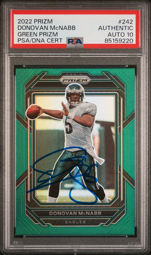 Donovan McNabb 2022 Panini Green Prizm Signed Card #242 Auto Graded PSA 10 59220-Powers Sports Memorabilia