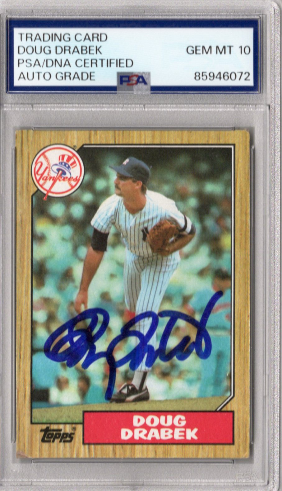 Doug Drabek Signed New York Yankees 1987 Topps #283 Card PSA AUTO GRADE GEM MT 10-Powers Sports Memorabilia