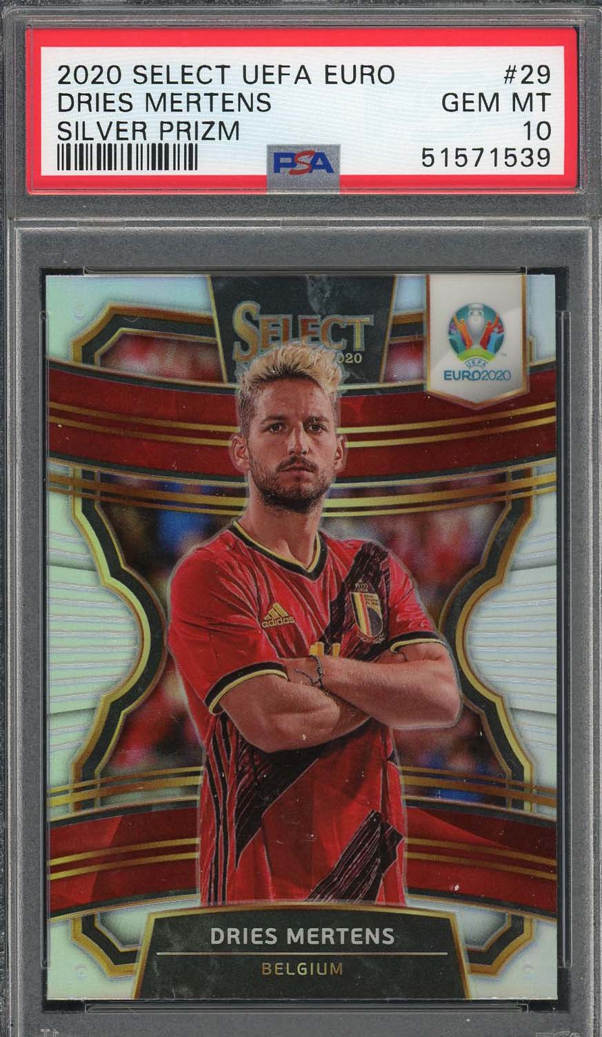 Dries Mertens 2020 Select UEFA Euro Silver Prizm Soccer Card #29 PSA 10-Powers Sports Memorabilia