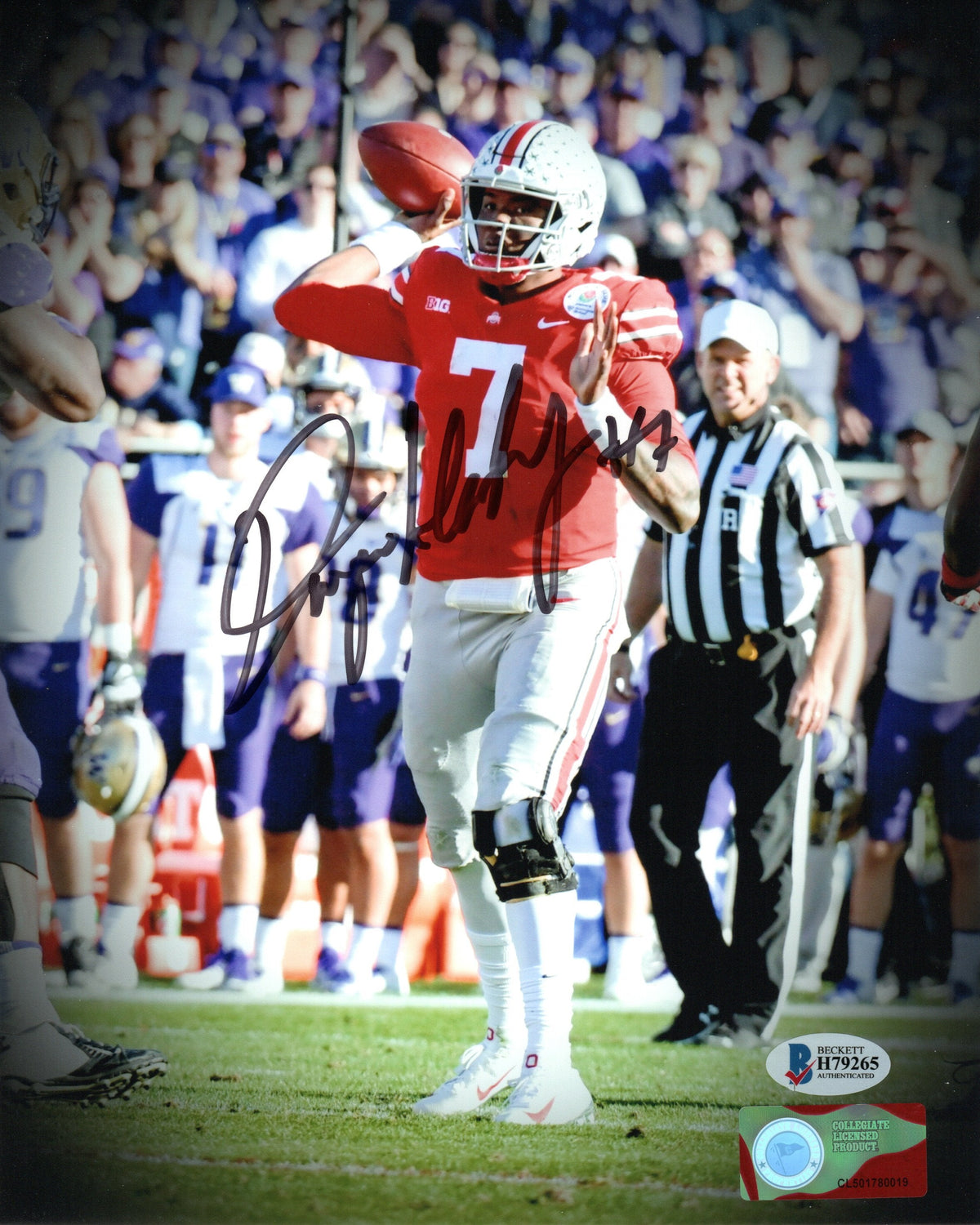 Dwayne Haskins Signed Ohio State Buckeyes 8x10 Photo - Beckett-Powers Sports Memorabilia