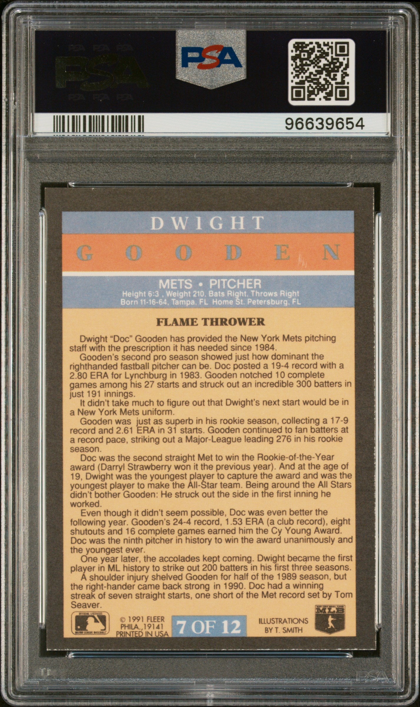 Dwight Gooden 1991 Fleer Pro-Visions Signed Baseball Card #7 Auto Graded PSA 9-Powers Sports Memorabilia