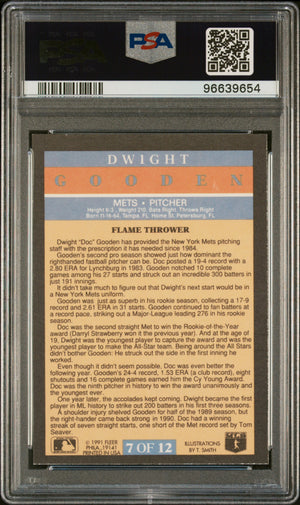 Dwight Gooden 1991 Fleer Pro-Visions Signed Baseball Card #7 Auto Graded PSA 9