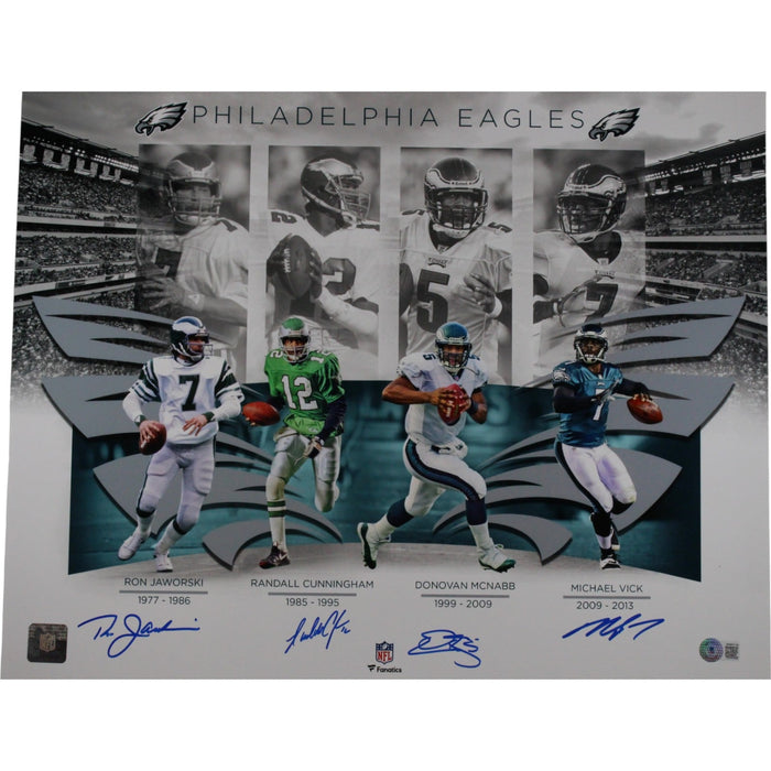 McNabb Cunningham Vick Jaworski Signed Philadelphia Eagles 16x20 Photo – Beckett Authenticated-Powers Sports Memorabilia