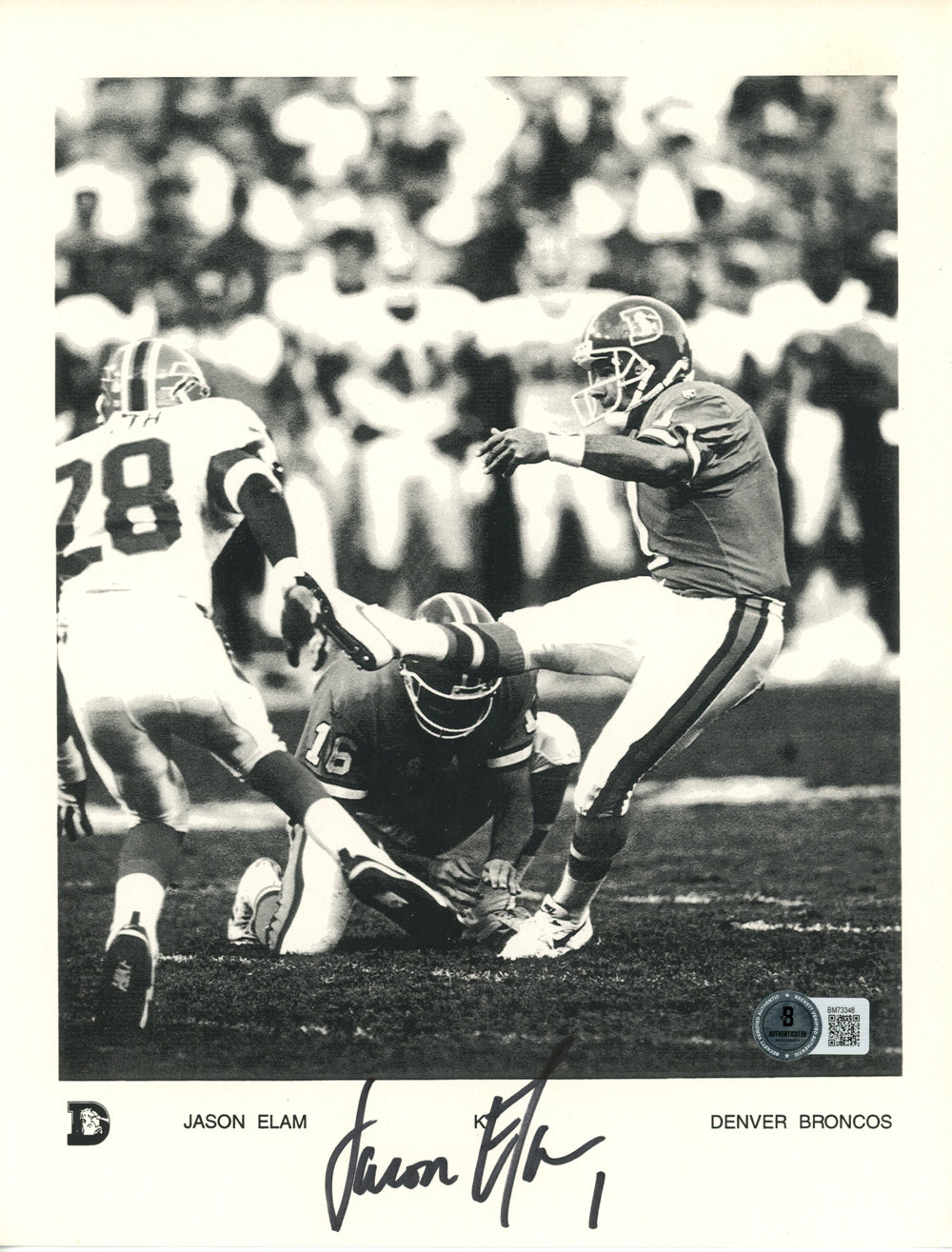 Jason Elam Denver Broncos Signed 8x10 Photo Beckett-Powers Sports Memorabilia