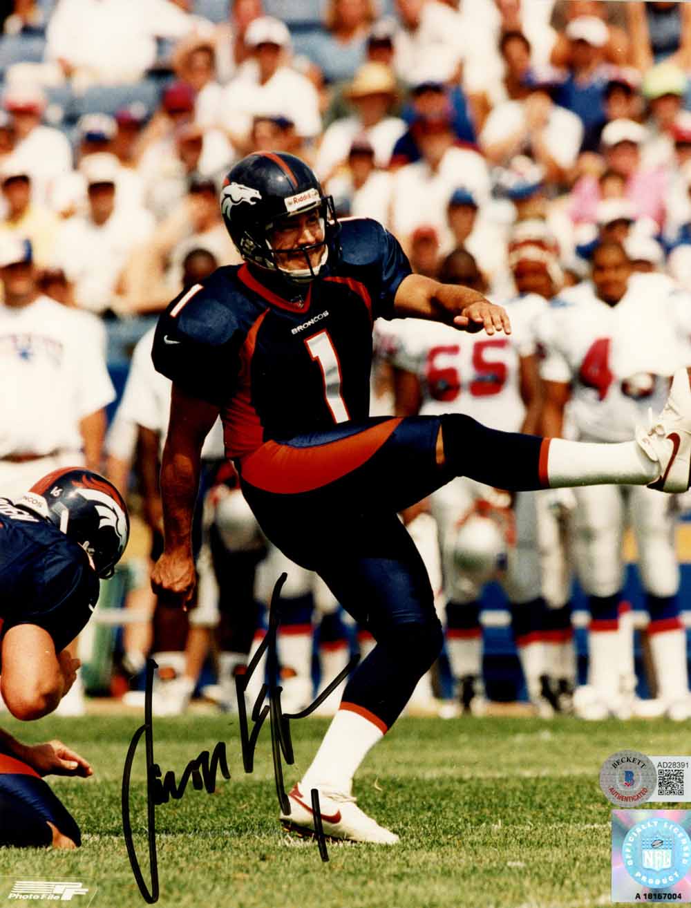 Jason Elam Denver Broncos Signed 8x10 Photo - Beckett Beckett - 50533-Powers Sports Memorabilia