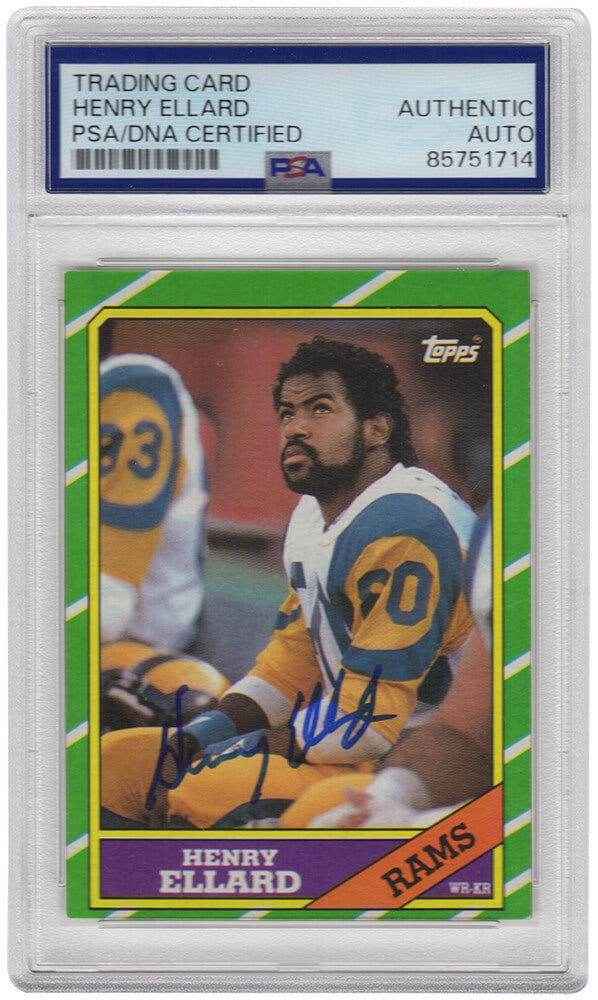 Henry Ellard Autographed Los Angeles Rams 1986 Topps Football Trading Card #79 - (PSA Encapsulated)-Powers Sports Memorabilia