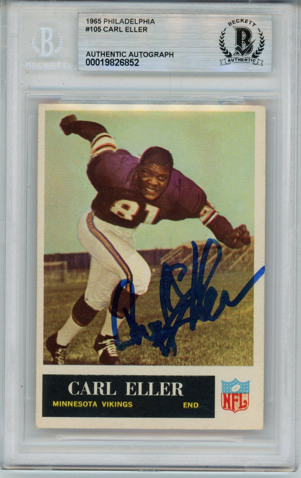 Carl Eller Minnesota Vikings Signed Card - 1965 Topps #105 w/HOF Slab Beckett Beckett-Powers Sports Memorabilia