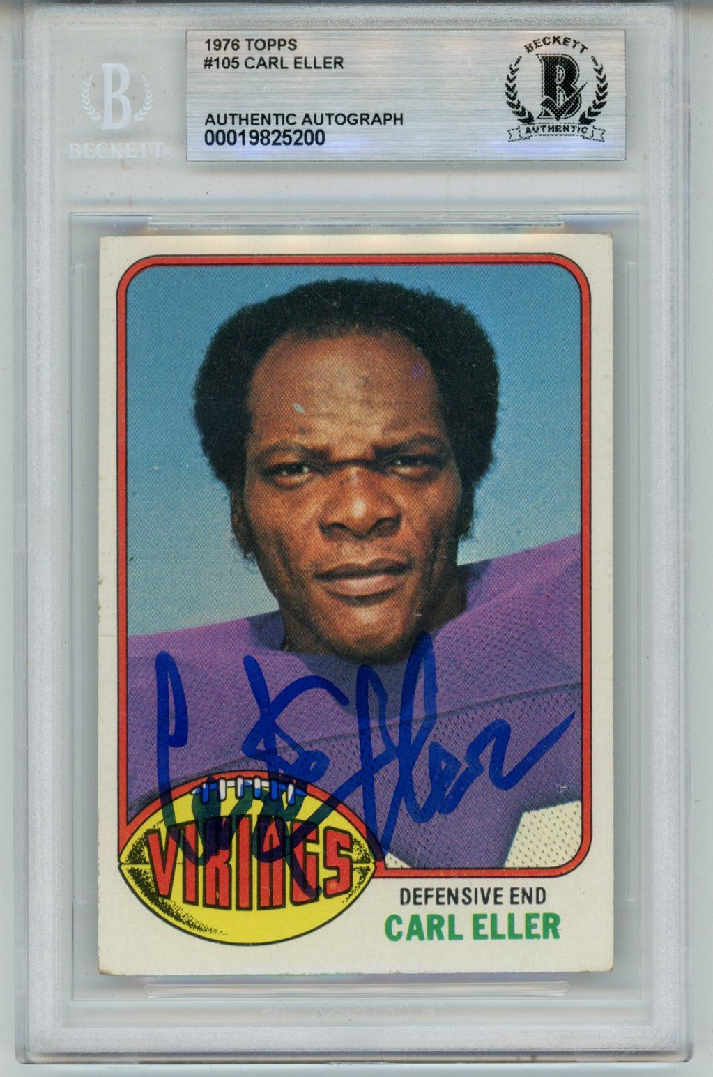 Carl Eller Minnesota Vikings Signed Card - 1976 Topps #195 Slab Beckett Beckett-Powers Sports Memorabilia