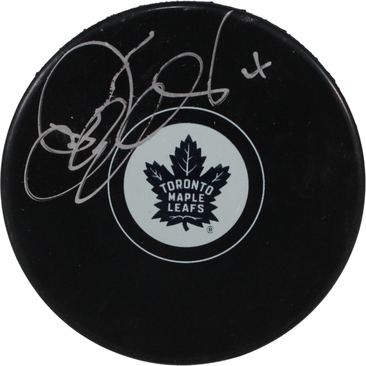 Dave Ellett Toronto Maple Leafs Logo Signed Puck-Powers Sports Memorabilia