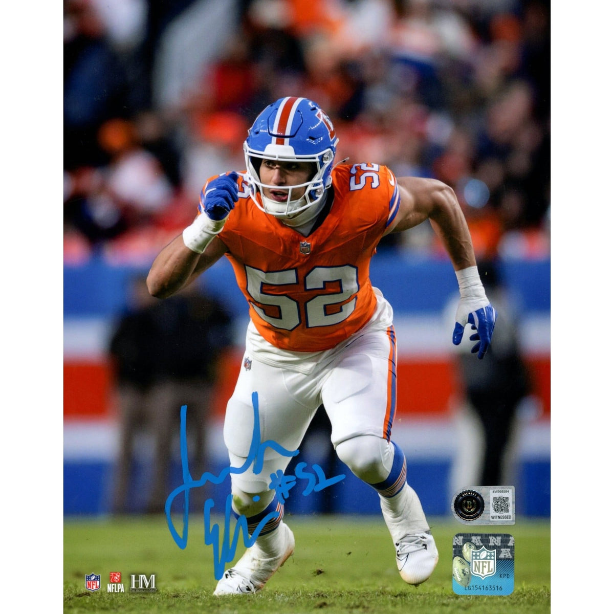 Jonah Elliss Signed Denver Broncos 8x10 Photo – Beckett Witness Authenticated-Powers Sports Memorabilia