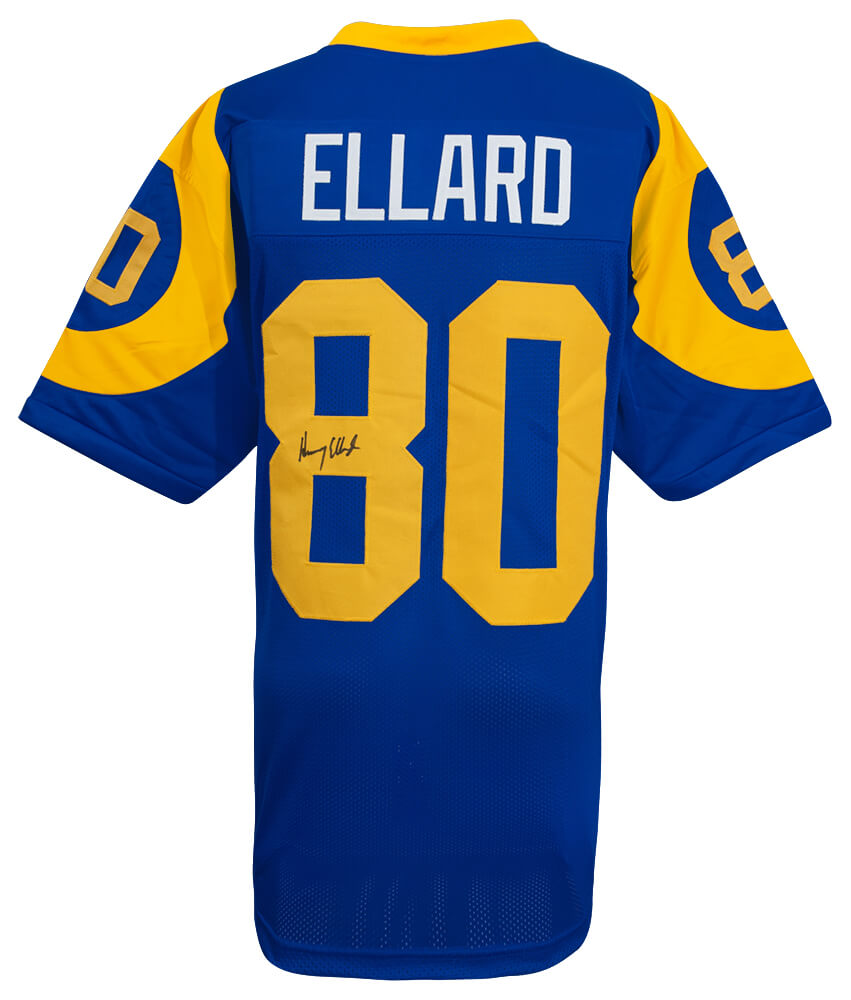 Henry Ellard Autographed Blue Custom Football Jersey-Powers Sports Memorabilia
