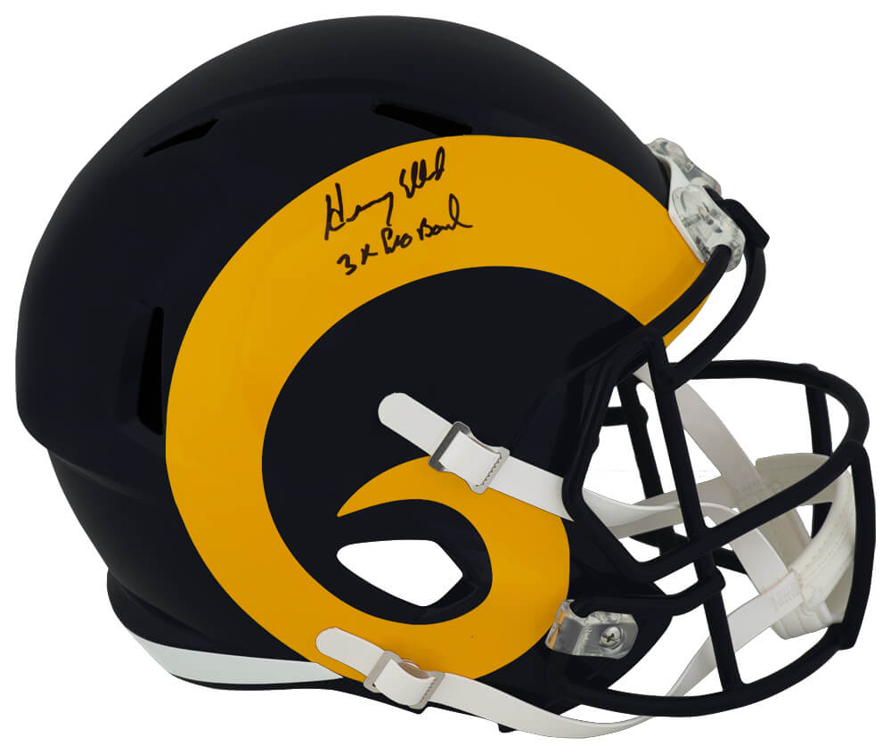 Henry Ellard Autographed Los Angeles Rams Riddell Full Size Speed Replica Helmet with 3x Pro Bowl-Powers Sports Memorabilia