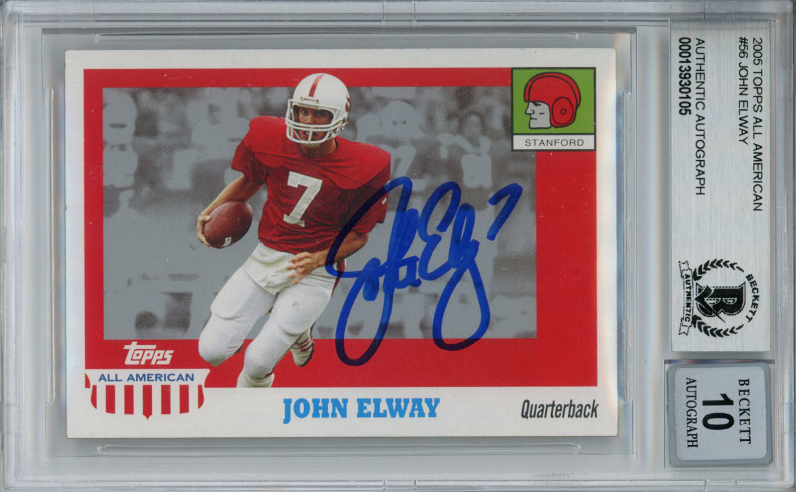 John Elway 2005 Topps All American #56 Trading Signed Card Beckett 10 Slab Beckett-Powers Sports Memorabilia