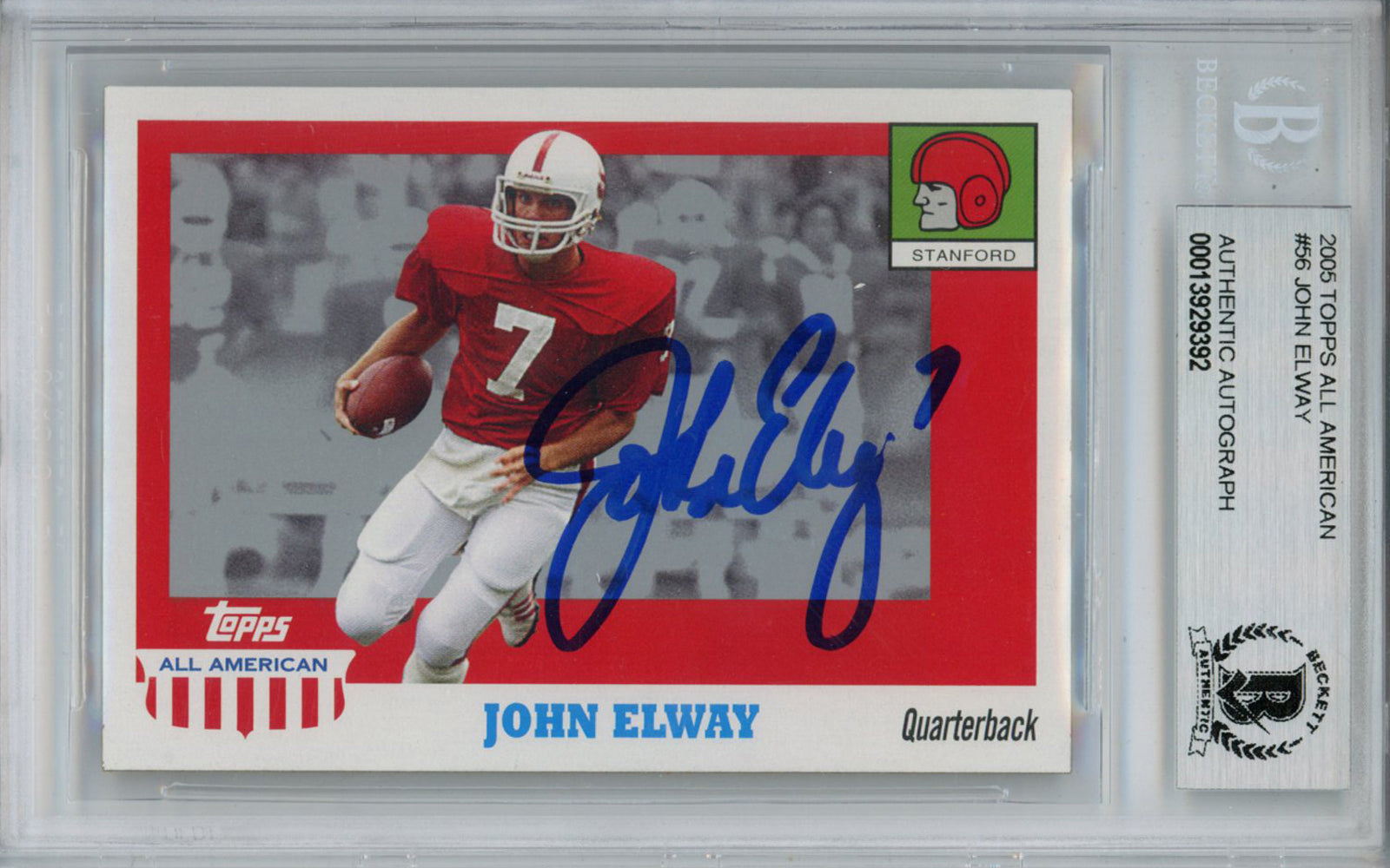 John Elway Stanford Cardinal Signed Card - 2005 Topps All American #56 Beckett Slab Beckett-Powers Sports Memorabilia