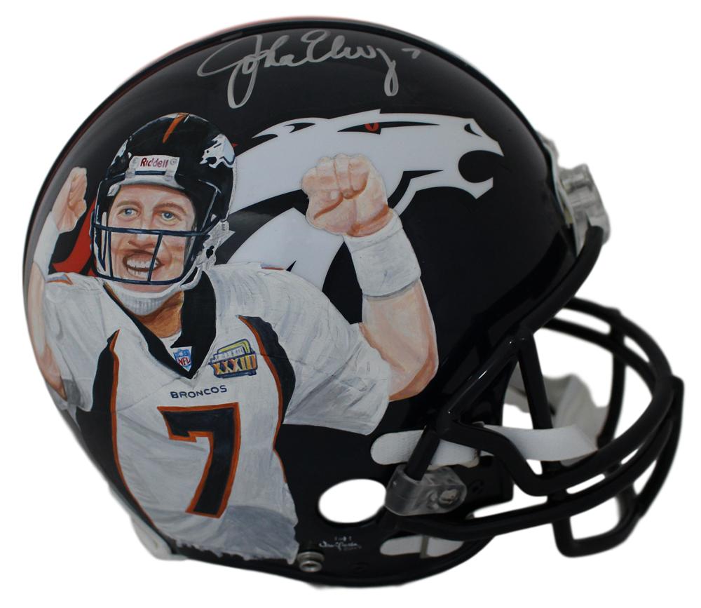 John Elway Denver Broncos Signed Full Size Helmet - Authentic Painted Art JSA JSA-Powers Sports Memorabilia