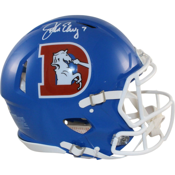 John Elway Signed Denver Broncos Authentic TB Helmet – Beckett Witness Authenticated-Powers Sports Memorabilia
