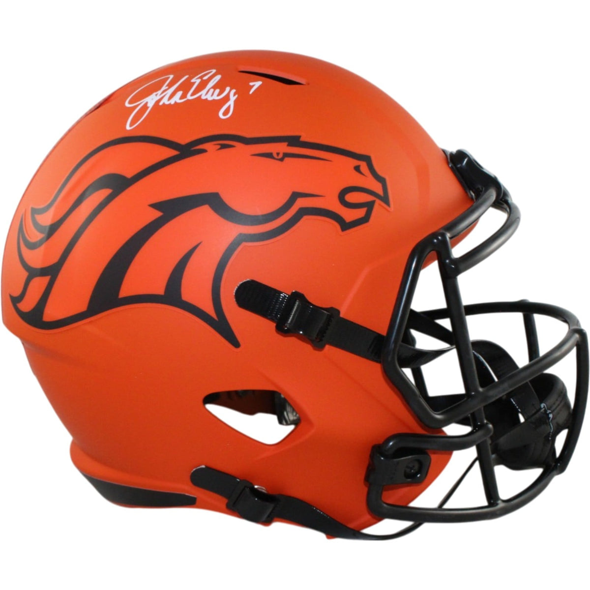 John Elway Signed Denver Broncos Full-Size Rave Helmet – Beckett Witness Authenticated-Powers Sports Memorabilia